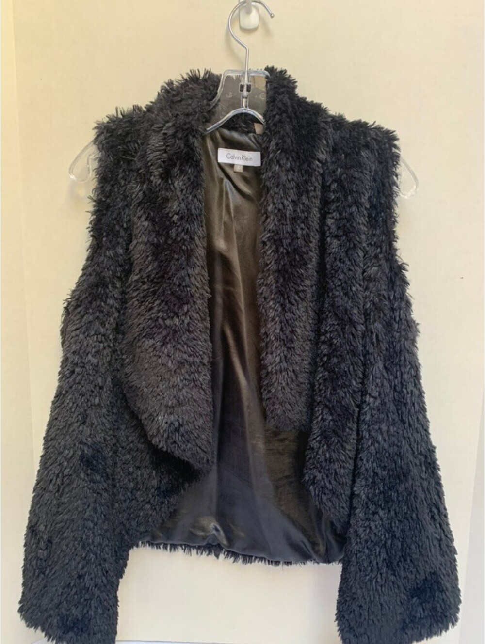 Calvin Klein Black Faux Fur Vest Size Small